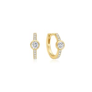 ANIA HAIE GOLD PAVE ROW & BEZEL-SET HUGGIE HOOP EARRINGS E075-08G