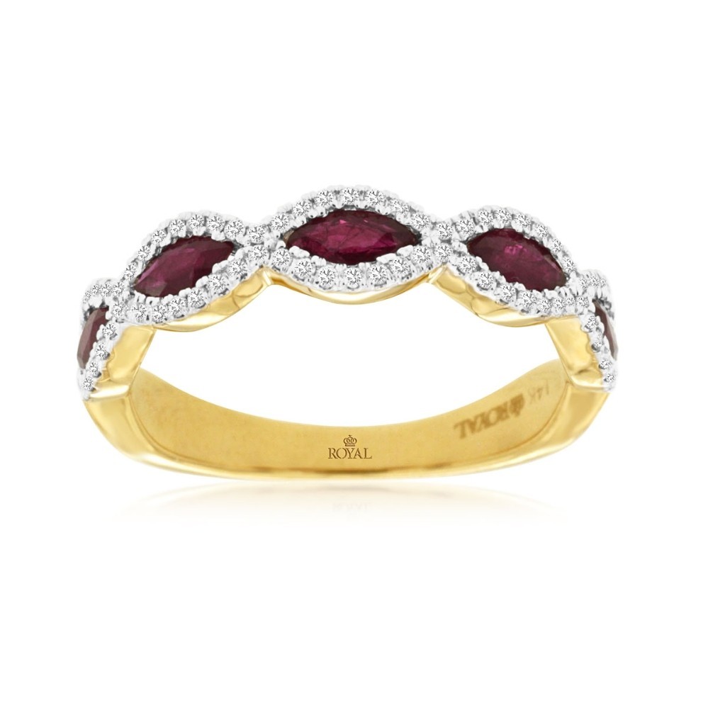 YELLOW GOLD RUBY & DIAMOND RING H1136RB