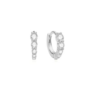 ANIA HAIE SILVER GRADUATED SPARKLE HUGGIE HOOP EARRINGS E075-03H