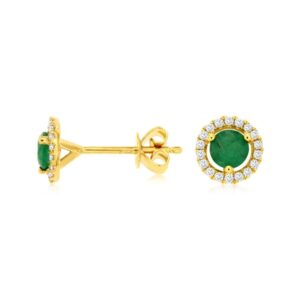YELLOW GOLD EMERALD & DIAMOND EARRINGS C6404E