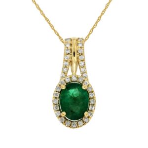YELLOW GOLD EMERALD & DIAMOND PENDANT C6327EM