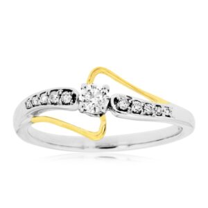 WHITE & YELLOW GOLD DIAMOND RING WC7608D