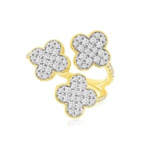 YELLOW GOLD CLOVER DIAMOND RING H2785D