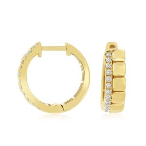 YELLOW GOLD DIAMOND HOOP EARRINGS H3423D