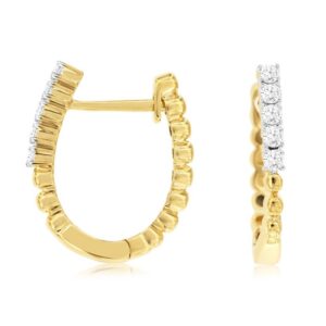 YELLOW GOLD DIAMOND HOOP EARRINGS H3227D