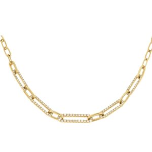 YELLOW GOLD DIAMOND PAPERCLIP NECKLACE H1581D