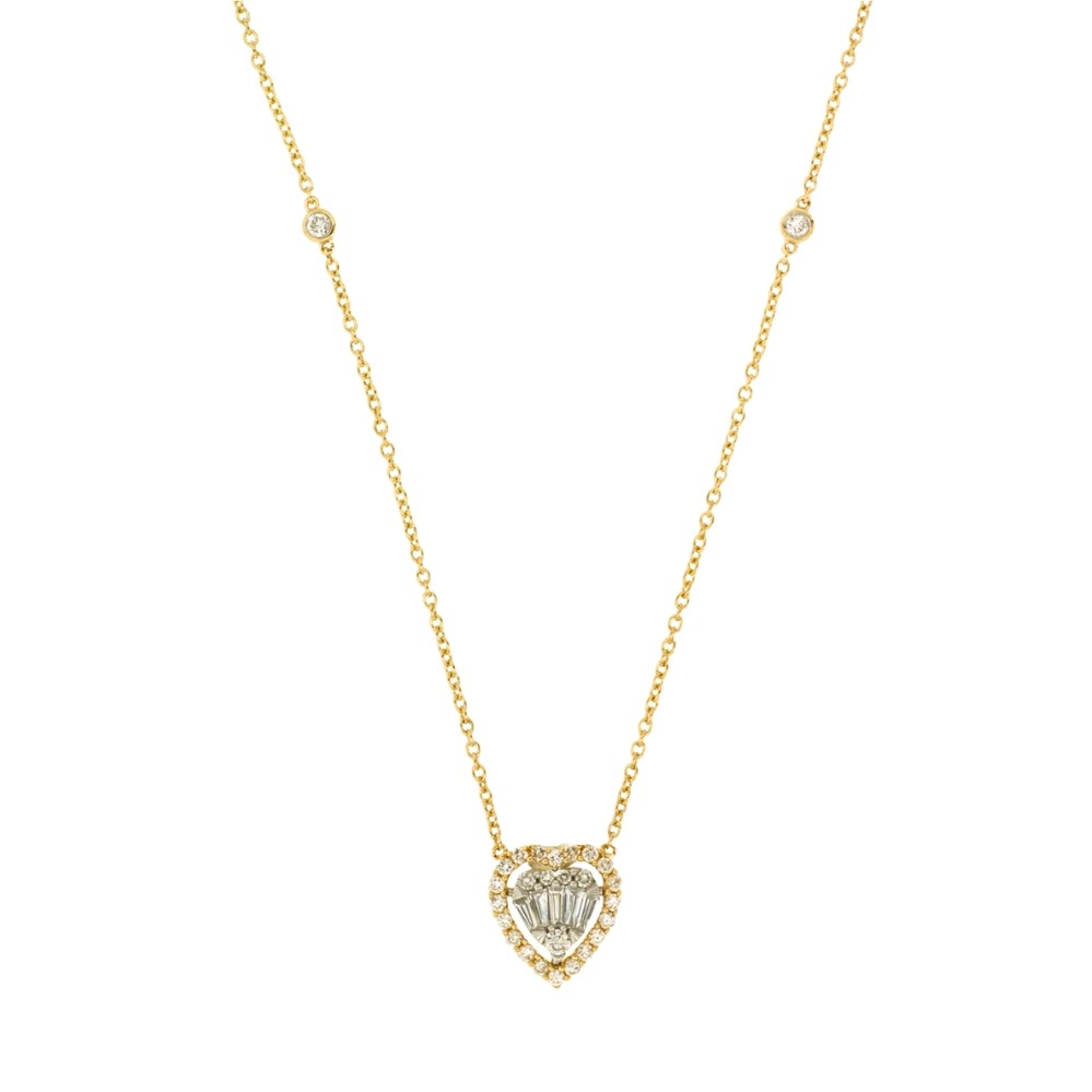 YELLOW GOLD DIAMOND HEART NECKLACE C9896D