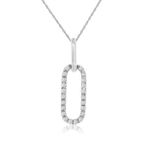 WHITE GOLD DIAMOND PAPERCLIP PENDANT WH1728D