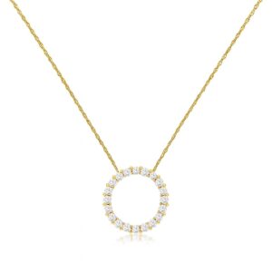 YELLOW GOLD DIAMOND CIRCLE PENDANT C6198D