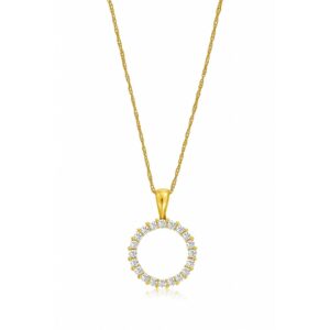 YELLOW GOLD DIAMOND CIRCLE PENDANT C8380D