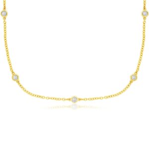 YELLOW GOLD 9 STATION DIAMOND BRACELET C9066D