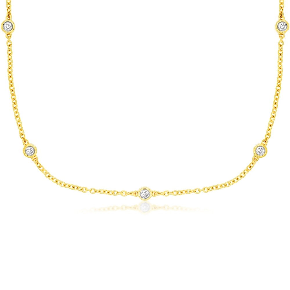 YELLOW GOLD 9 STATION DIAMOND BRACELET C9066D