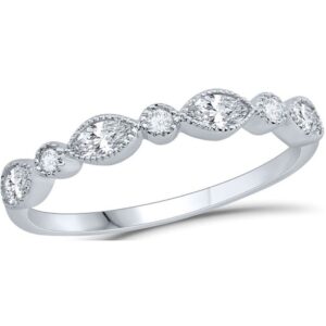 WHITE GOLD WHITE SAPPHIRE & DIAMOND BAND M5429