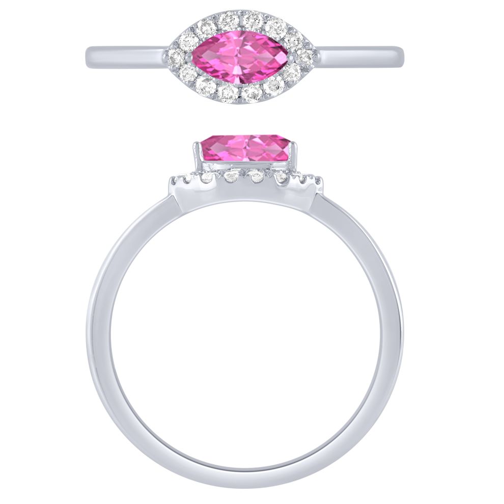 WHITE GOLD PINK TOURMALINE & DIAMOND RING M5950