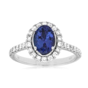 WHITE GOLD TANZANITE & DIAMOND RING W3902TZ