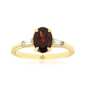 YELLOW GOLD GARNET & DIAMOND RING H2626G