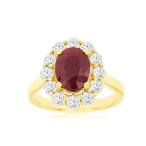YELLOW GOLD RUBY & DIAMOND RING H2617RB