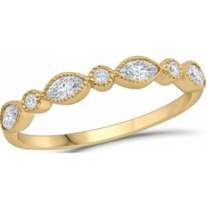 YELLOW GOLD WHITE SAPPHIRE & DIAMOND BAND M5429