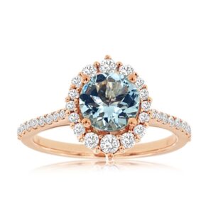 ROSE GOLD AQUAMARINE & DIAMOND RING PC9942Q