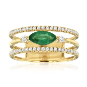 YELLOW GOLD EMERALD & DIAMOND RING H1164EM