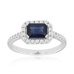 WHITE GOLD SAPPHIRE & DIAMOND RING WC9532S