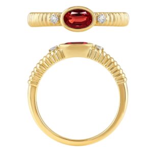 YELLOW GOLD GARNET & DIAMOND RING M7083