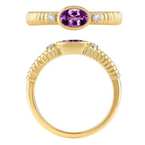 YELLOW GOLD AMETHYST & DIAMOND RING M7084
