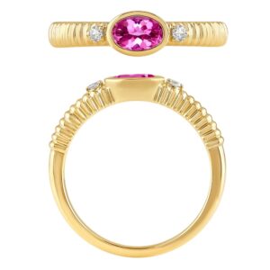 YELLOW GOLD PINK TOURMALINE & DIAMOND RING M7092