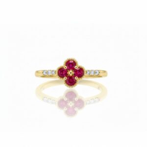 YELLOW GOLD RUBY & DIAMOND RING M7050