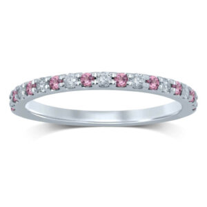 WHITE GOLD PINK TOURMALINE & DIAMOND BAND M4782