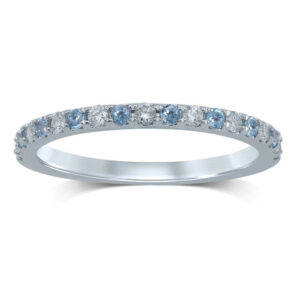 WHITE GOLD BLUE TOPAZ & DIAMOND BAND M4784