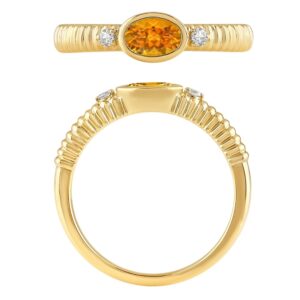 YELLOW GOLD CITRINE & DIAMOND RING M7093