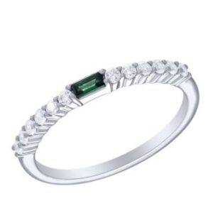 WHITE GOLD EMERALD & DIAMOND RING M6777