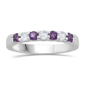 WHITE GOLD AMETHYST & DIAMOND BAND M5454