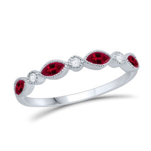 WHITE GOLD RUBY & DIAMOND BAND M5432