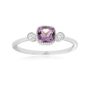 WHITE GOLD AMETHYST & DIAMOND RING WH1631A