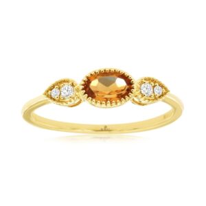 YELLOW GOLD CITRINE & DIAMOND RING H1633CT