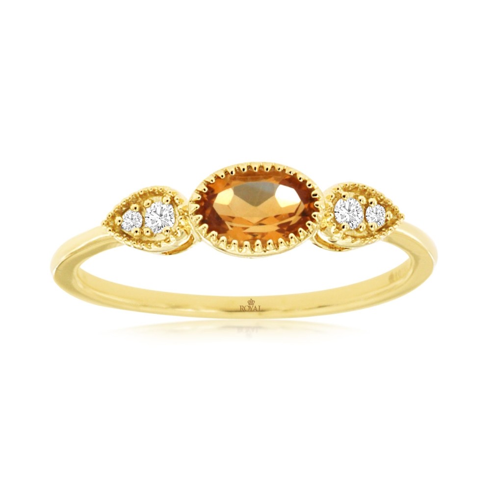 YELLOW GOLD CITRINE & DIAMOND RING H1633CT