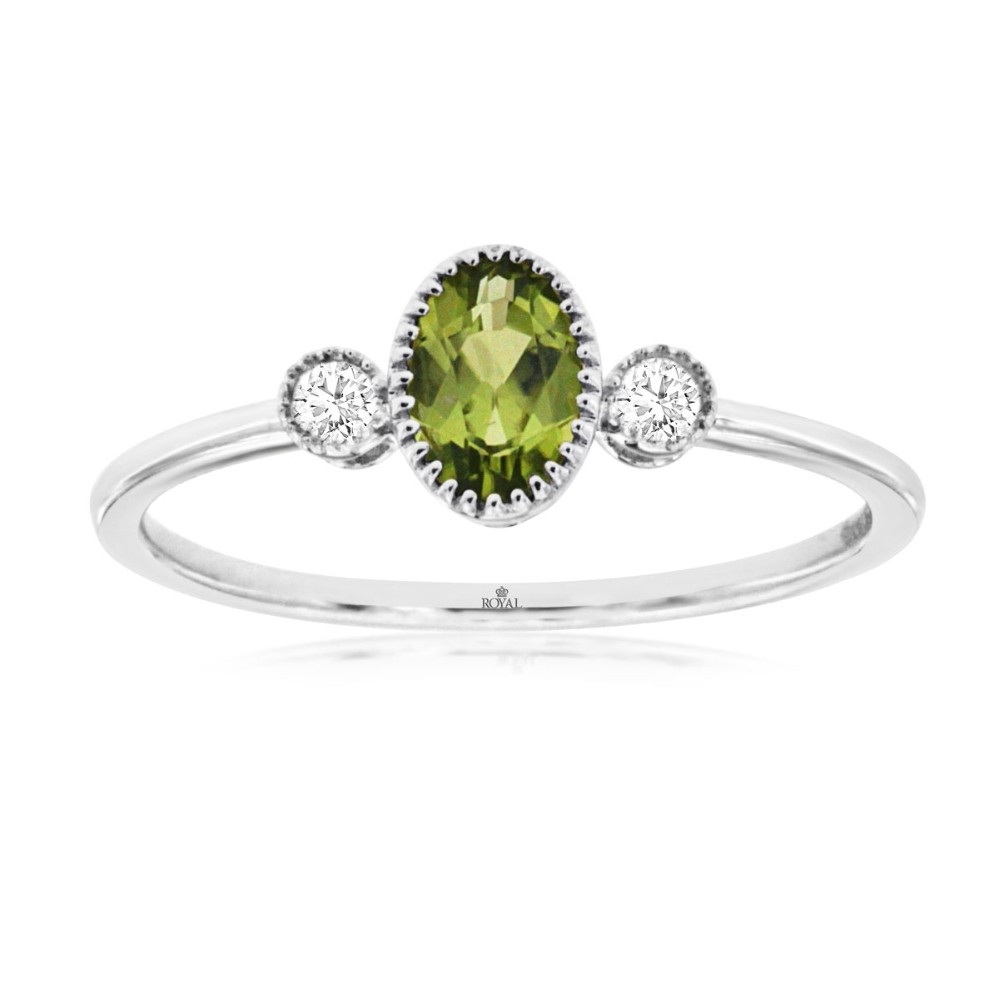 WHITE GOLD PERIDOT & DIAMOND RING WH1632X