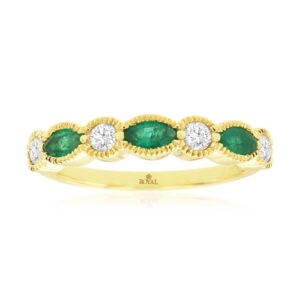 YELLOW GOLD EMERALD & DIAMOND RING H2412EM