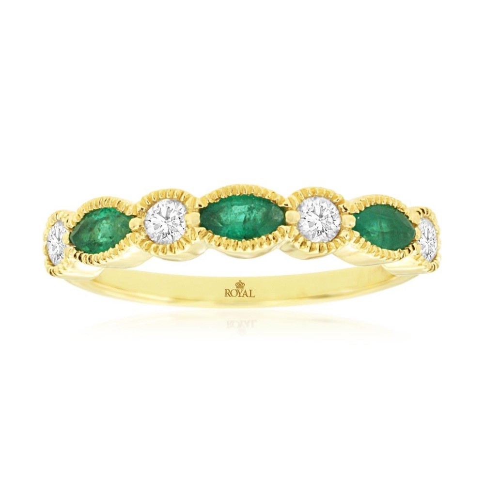 YELLOW GOLD EMERALD & DIAMOND RING H2412EM