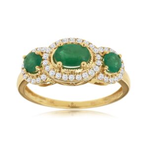 YELLOW GOLD EMERALD & DIAMOND RING H1672EM