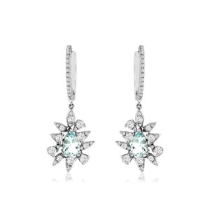 WHITE GOLD AQUAMARINE & DIAMOND EARRINGS WC9424Q