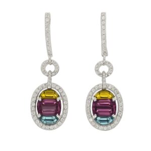 WHITE GOLD MULTI STONE & DIAMOND EARRINGS WC2779M