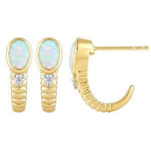 YELLOW GOLD OPAL & DIAMOND EARRINGS M7193