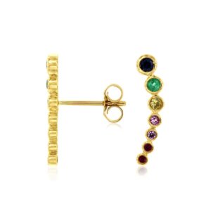 YELLOW GOLD MIXED COLOR SAPPHIRE EARRINGS H1286M