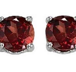 WHITE GOLD GARNET STUD EARRINGS EGR40-4W