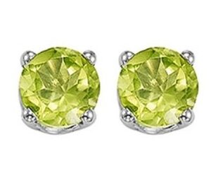 WHITE GOLD PERIDOT STUD EARRINGS EGR40-4W
