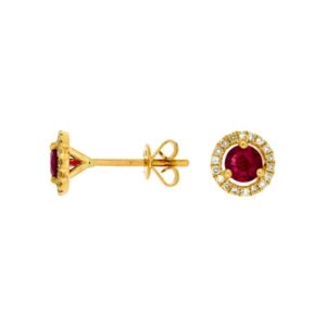 YELLOW GOLD RUBY & DIAMOND EARRINGS C6404R