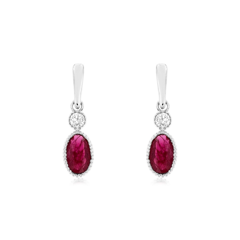 WHITE GOLD RUBY & DIAMOND EARRINGS WH1855R